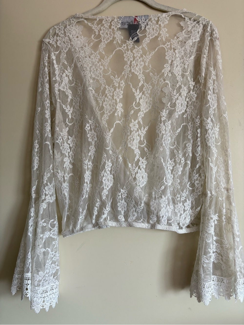 Polly & Esther Ivory Lace Top with Scalloped Trim - Picture 5 of 5